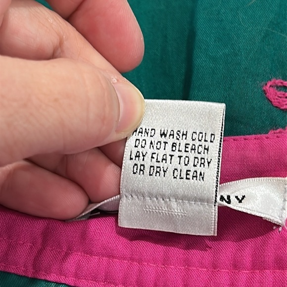 WD.NY Green Pink Embroidered Boho Floral Animal Cotton Midi Skirt - Size 6 - Picture 11 of 11